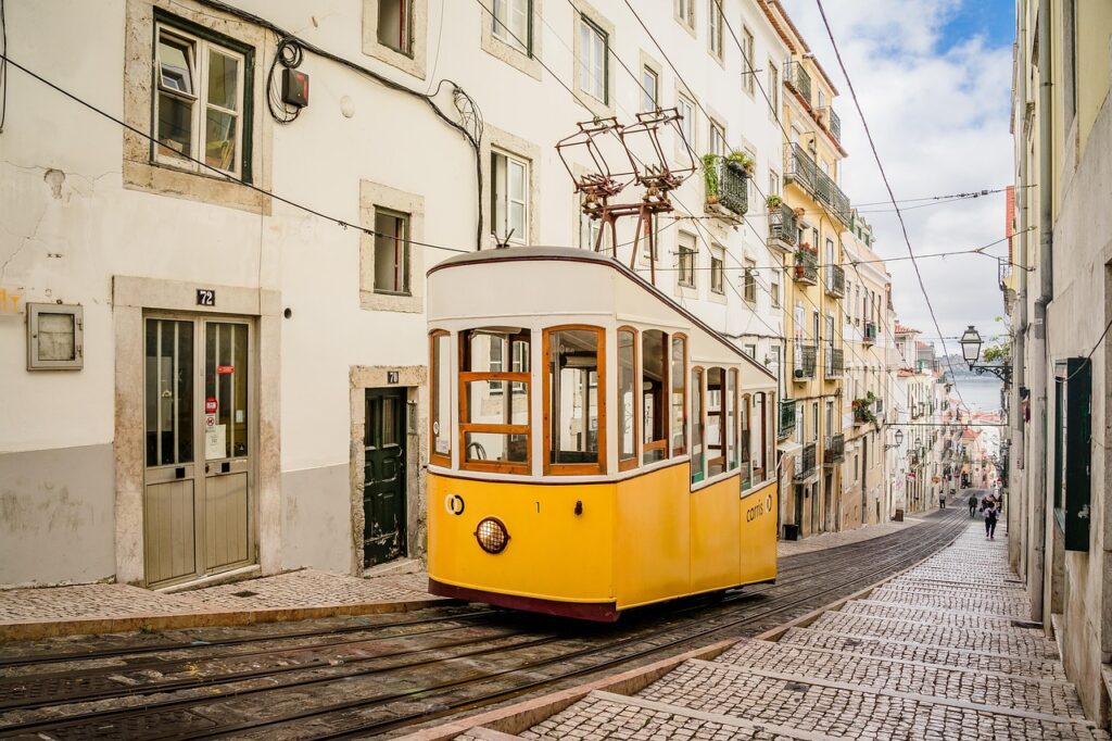 Elevador da Bica (Bica Funicular) in Lisbon, Portugal