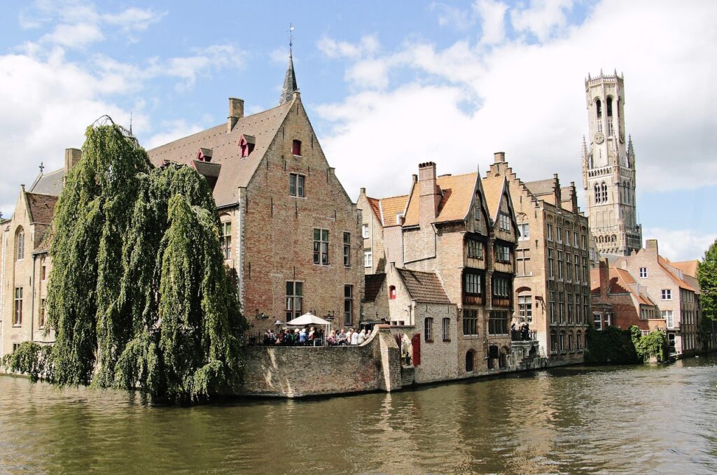 Rozenhoedkaai (Quay of the Rosary) in Bruges, Belgium